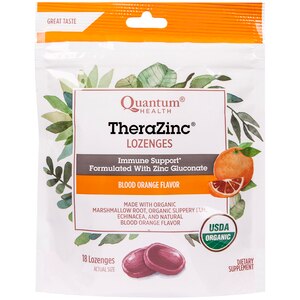 TheraZinc Blood Orange Zinc Lozenges, USDA Organic, 18 CT
