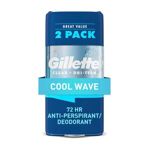 Gillette Clear Dri-Tech 72-Hour Clear Gel Antiperspirant & Deodorant Stick, Cool Wave, 2.8 Oz, 2 Pack - 3.8 Oz , CVS