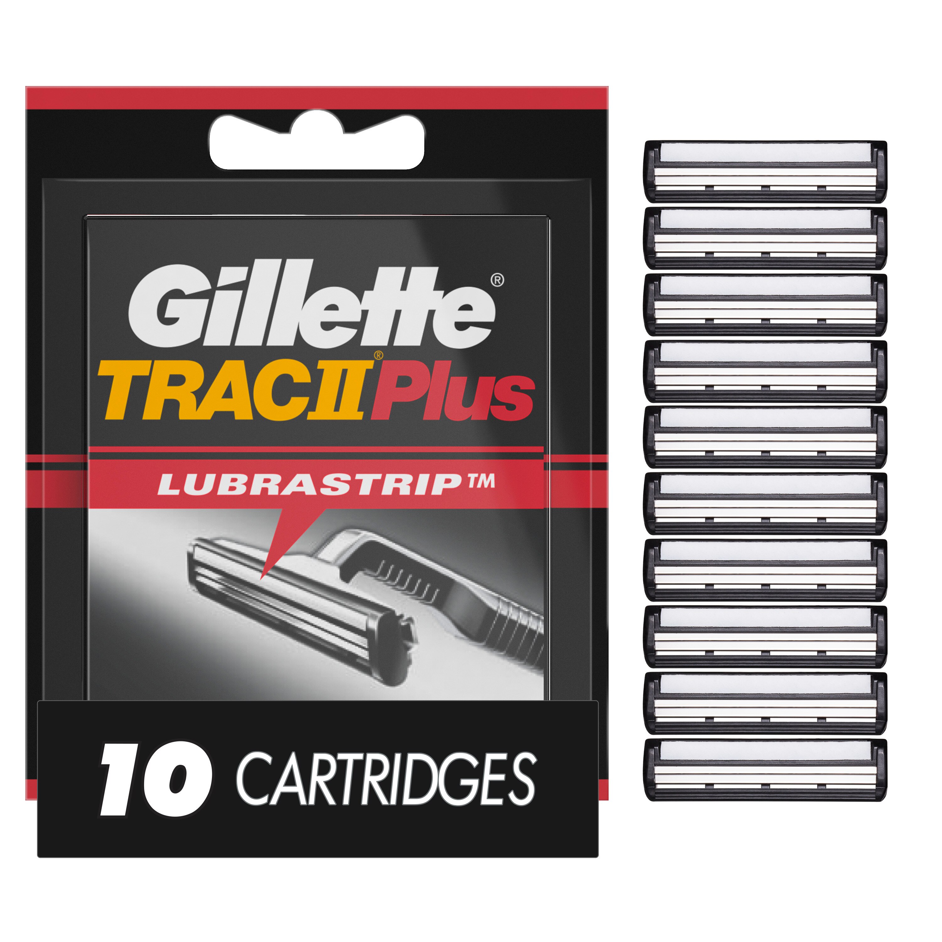 Gillette TRAC II Plus 2-Blade Lubrastrip Razor Blade Refills, 10 Ct , CVS