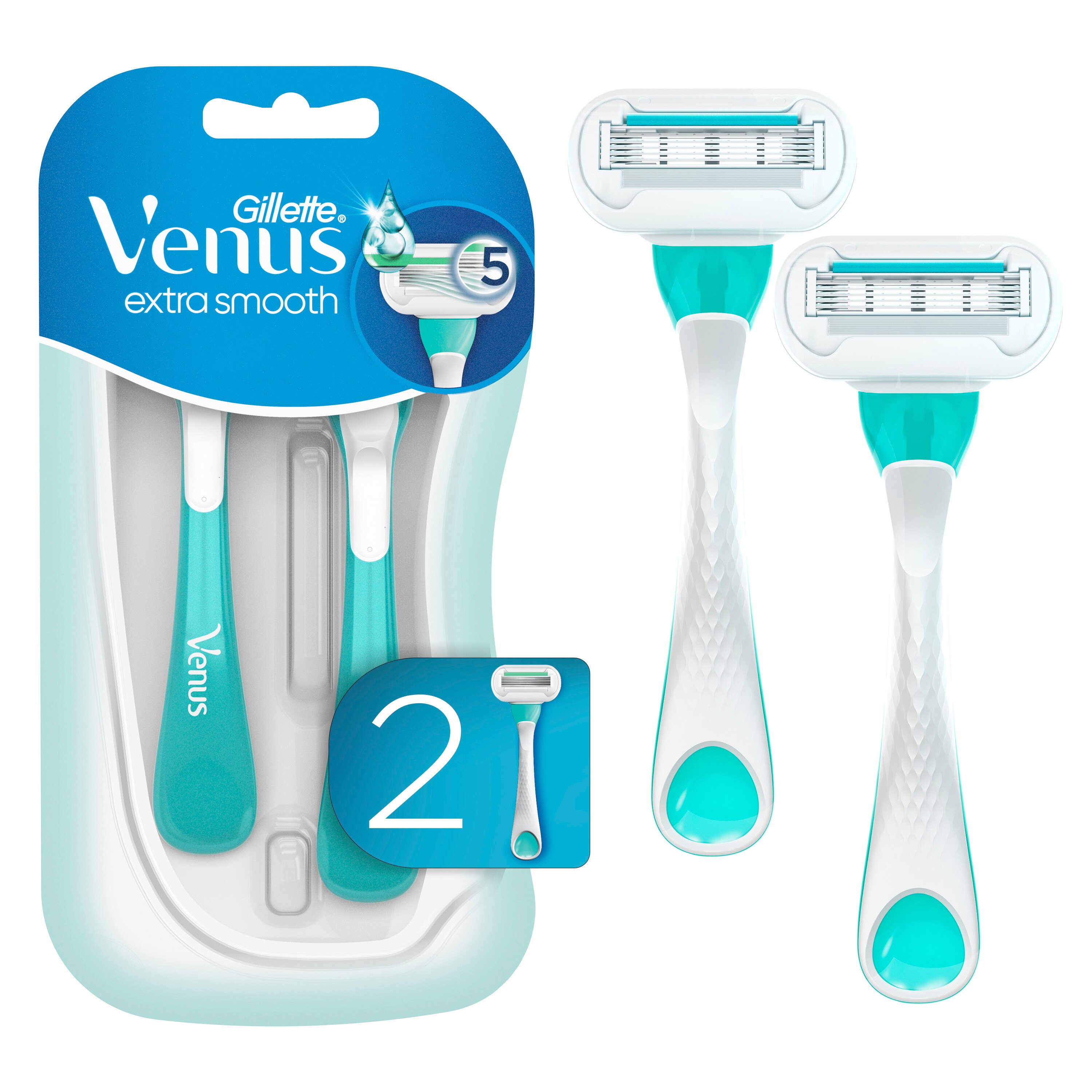 Gillette Venus Extra Smooth Sensitive 5-Blade Disposable Razors, 2 Ct , CVS