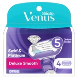 Gillette Venus Deluxe Smooth Swirl & Platinum 5-Blade Razor Blade Refills, 4 CT, thumbnail image 1 of 8