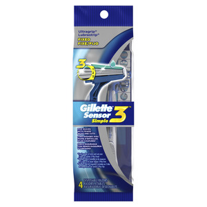Gillette Sensor3 - Rasuradoras desechables para hombres, 4 u.