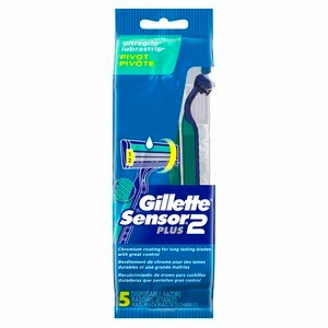 Gillette Sensor2 Plus - Rasuradoras desechables para hombres, cabezal pivotante, 5 u.
