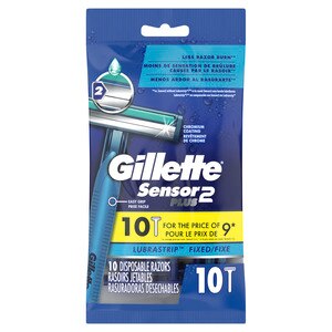 Gillette Sensor2 Plus Men's Disposable Razor, 10CT