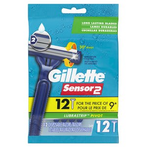 Gillette Sensor2 Pivot Plus Men's Disposable Razor, 12CT