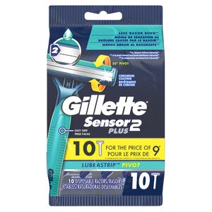  Gillette Sensor2 Plus Pivot Men's Disposable Razor, 10CT 