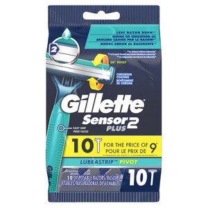 Gillette Sensor2 Plus 2-Blade Lubrastrip Pivot Disposable Razors, 10 Ct , CVS