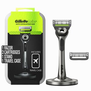 GilletteLabs with Exfoliating Bar Razor and Travel Case, 1 Handle, 3 Razor Blade Refills and a Premium Magnetic Stand