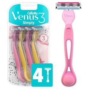 Gillette Venus Simply 3 Women's 3-Blade Disposable Razors, Dragonfruit, 4 ct | CVS