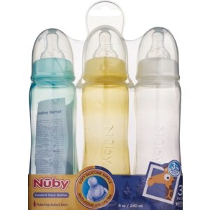 Pack of 4 Unicorn 270 ml Nuby Natural Touch Decorated Bottles 