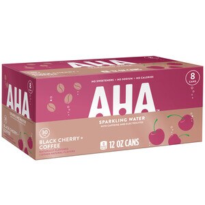 AHA Black Cherry + Coffee Sparkling Water With Caffeine & Electrolytes, 8 Ct (12 Fl Oz Each) - 12 Oz , CVS