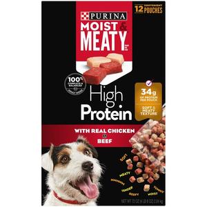 Purina Moist & Meaty High Protein Dog Food, With Real Chicken & Beef, 12 Pouches, 72 Oz , CVS