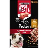 Purina Moist & Meaty High Protein Dog Food, With Real Chicken & Beef, 12 Pouches, thumbnail image 1 of 3