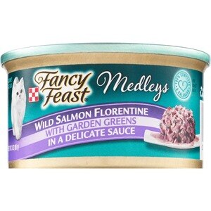 Fancy Feast Elegant Medleys - Comida para gatos, Wild Salmon Florentine With Garden Greens In A Delicate Sauce