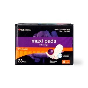 CVS Health Maxi Pads With Wings, Overnight, 28 Pack - 28 Ct