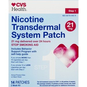 CVS Health Nicotine Transdermal System 21mg Patch, Step 1, 14 Ct