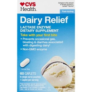 CVS Health Dairy Relief Fast Acting Caplets, 125 Ct - 60 Ct