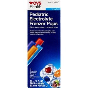 CVS Health Electrolyte Solution Freezer Pops, Helps Prevent Dehydration, Grape, Blue Raspberry, Orange, Cherry