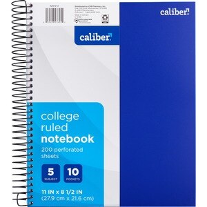  Caliber 5 Subject College Ruled Notebook 