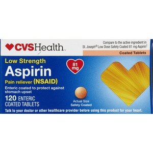 CVS Health - Aspirin, analgésico en tabletas recubiertas, baja concentración, 81 mg