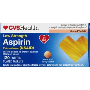 CVS Health Low Strength Aspirin 81 MG Enteric Coated Tablets, 120 Ct