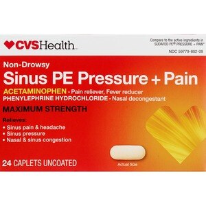  CVS Health Sinus Headache Non-Drowsy Acetaminophen Caplets 