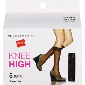 Style Essentials By Hanes Knee High Sheer Toe, 5 Pairs, Off Black , CVS