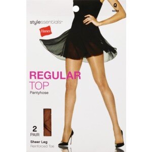 Style Essentials by Hanes Regular Top Pantyhose Reinforced Toe 2 Pairs