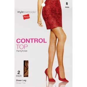 Style Essentials By Hanes Control Top Pantyhose Sheer Toe, Nude, Size B, 2 Ct , CVS