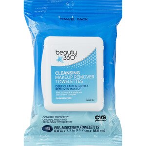CVS Beauty Beauty 360 Cleansing And Makeup Remover Towelettes, 15/Pack - 15 Ct