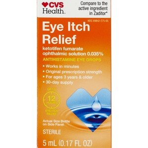 CVS Health Eye Itch Relief- Ketotifen Fumarate Ophthalmic Solution, 0.035%, 0.17 Fl Oz - 0.17 Oz