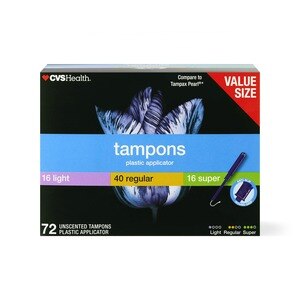  CVS Health Unscented Plastic Tampons Multi Pack, 72 CT 