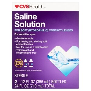 CVS Health Saline Solution For Soft Hydrophilic Contact Lenses, 2 Ct, 12 Fl Oz - 12 Oz