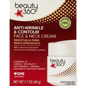 Beauty 360 - Crema antiarrugas para el rostro, contorno y cuello, 1.7 oz