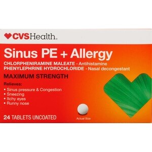 CVS Health - Tabletas para senos nasales y alergias, máxima potencia