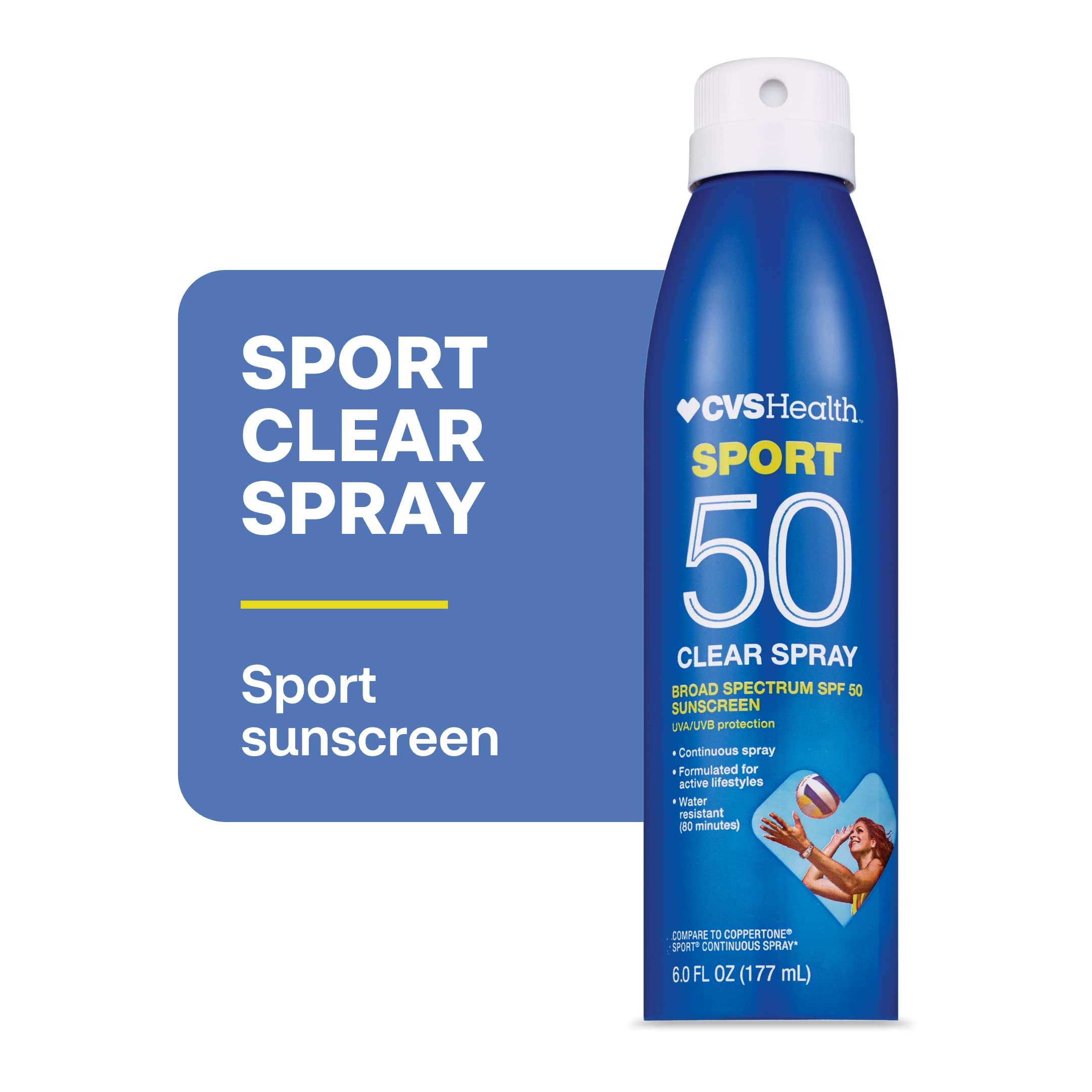CVS Sport Clear - Protector solar en spray de amplio espectro, 6 oz