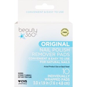 Beauty 360 Nail Polish Remover Pads Non-Acetone, 10CT