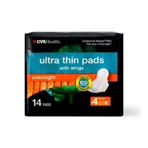 CVS Health Ultra Thin Pads with Wings, Overnight