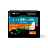 CVS Health Ultra Thin Pads with Wings, Overnight, thumbnail image 1 of 7