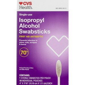 CVS Health Single-Use Isopropyl Alcohol Swabsticks, 10 CT