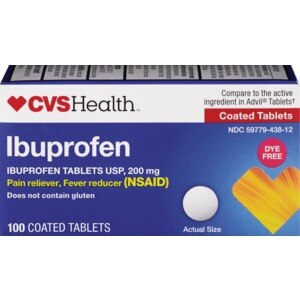 CVS Health Dye Free Ibuprofen 200 MG Tablets, 100 CT