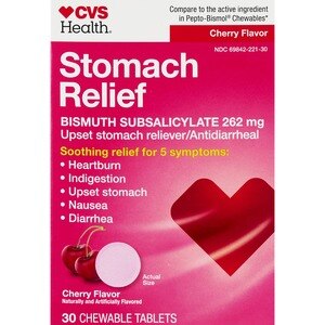 CVS Health Stomach Relief Chewable Tablets, Cherry, 30 Ct