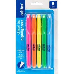 Caliber Fluorescent Highlighters, 5 Colors - 5 Ct , CVS