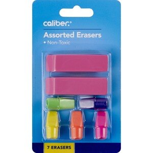 Caliber Erasers, Assorted Shapes, 7 CT