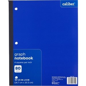 Caliber Graph Notebook, 10.5 in. x 8 in., Assorted Colors