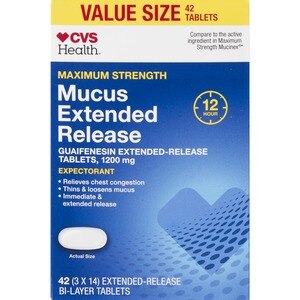 CVS Health - Alivio para la mucosidad en cápsulas de liberación prolongada, 1200 mg, 42 u.
