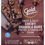 Gold Emblem Chewy Granola Bars, Pretzel and Chocolate Chunk, 6 ct, 7.4 oz, thumbnail image 1 of 4
