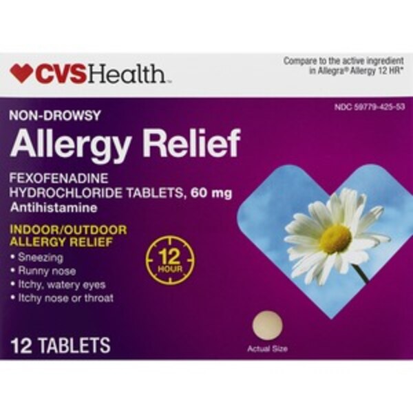 CVS Health NonDrowsy 12HR Allergy Relief Fexofenadine HCl 60mg, 12 CT Pick Up In Store TODAY