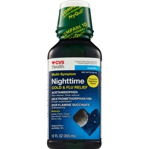CVS Health - Jarabe nocturno para aliviar múltiples síntomas del resfrío y la gripe, Original