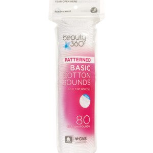 Beauty 360 Basic - Almohadillas redondas de algodón, multiuso, 80 u.